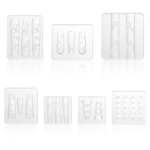 Design speciale: questi stampi per unghie in silicone dispongono di 7 diversi design eleganti e dettagli ultra-chiari per farfalle, fiori di ciliegio e altri fiori. Taglie multiple si adattano a tutti i letti per unghie per effetti 3D degne al salone.