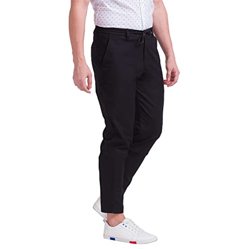 Image of Parx Men's Flat Front Comfort Fit Dark Blue Casual Trouser