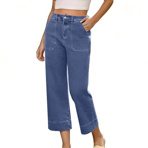 Pantalon de vacances léger et jean court taille haute pour femme
