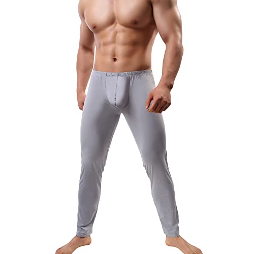 QiaTi Men's Tight Long Underwear Sexy Long Pants Sexy Tight Underwear Soft Compression Underwear for Men Long Leggings Pants