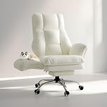 Big and Tall Office Chair, Flip Armrests for Pets & Cross Legged Sitting, Executive Ergonomic Computer Gaming Chair with Footrest, Teddy Fleece Wide Seat Reclining Desk Chair, White Vanity Chair