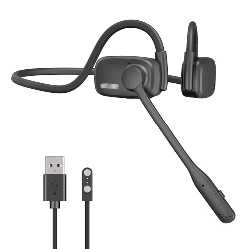 eppfun Open Ear Bluetooth Headphones with Mic,Noise Cancelling Multipoint Connect Bluetooth 5.4 Headset, Meeting Wireless Headset for Work, Driving, Running, Workouts.