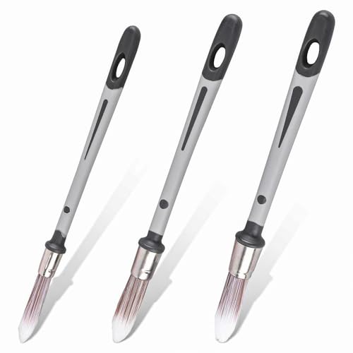 Hsthe Sea 3 Pinceles de Pintura de Pared de 0,45 0,6 0,7 Pulgadas, Pinceles de Pintura para Paredes, Cepillo de Detalle Puntiagudo de cerdas Suaves para Muebles de Pared de casa de Ventana