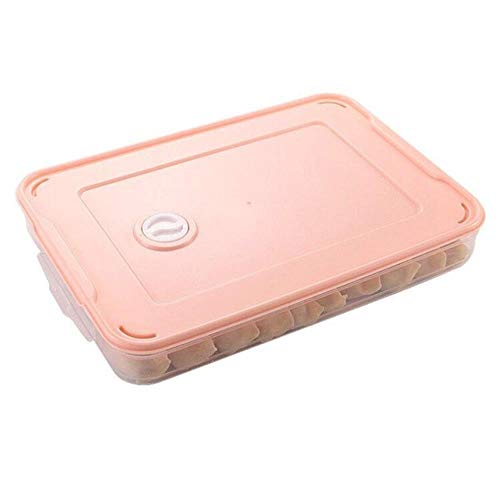 ZHS Refrigerador Caja de Almacenamiento de Alimentos Accesorios de Cocina Organizador Caja Fresca Albóndigas Vegetales Huevo Soporte apilable, Rosa