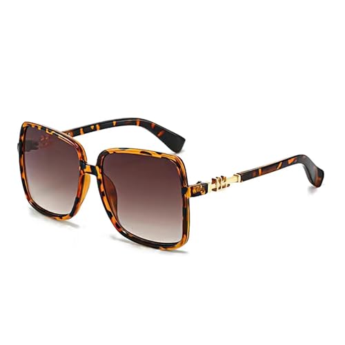 Lunettes de soleil léopard pour femme avec chaîne dorée et branches exquises