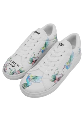 DOGO Damen-Sneaker aus veganem Leder, Weiß, AS A Bird, Mehrfarbig, 41 EU