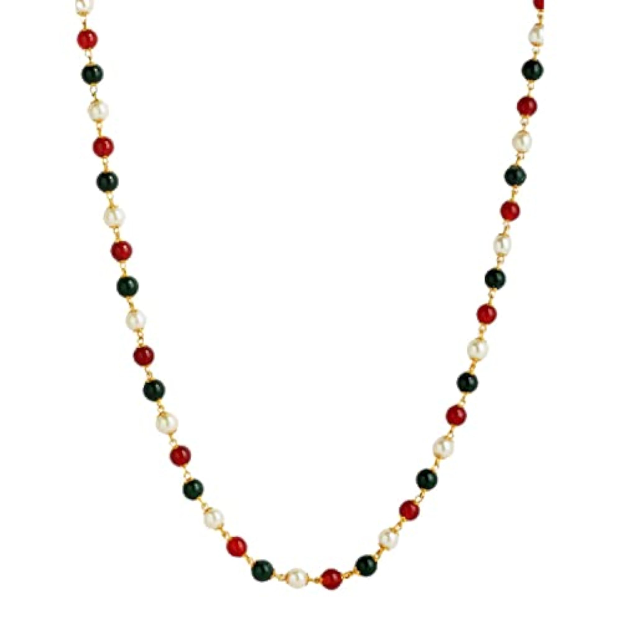 Gold-Plated Pearl Beaded Layered Necklace Set