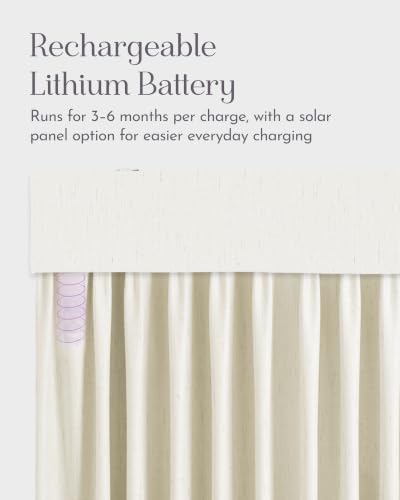 Image of Graywind Motorized Curtains with Track, Light Filtering Smart Curtains, Rechargeable Curtains Compatible with Alexa & Remote Control for Large Windows, Custom Drapes Up to 220 inch, Breeze (White)