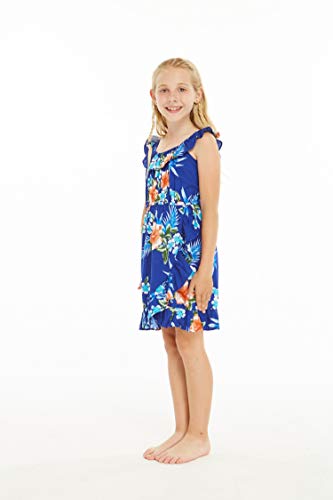 Image of Matchable Family Hawaiian Luau Men Women Girl Boy Clothes in Hibiscus Blue