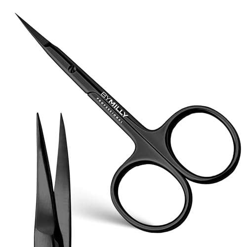 By MILLY Cuticle Scissors, Curved Blades, Titanium Series, High Carbon Stainless Steel, Hand Sharpened (Titanium Black)