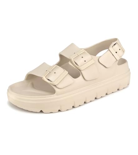 Image of Haifago Womens Platform Sandals with Arch Support, Summer Beach Slides with Adjustable Buckle, Comfort Lightweight Chunky Cushion Slip on Sandal