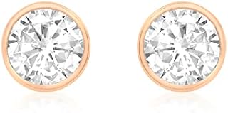 Carissima Gold 9 ct Rose Gold Rubover Cubic Zirconia Stud Earrings