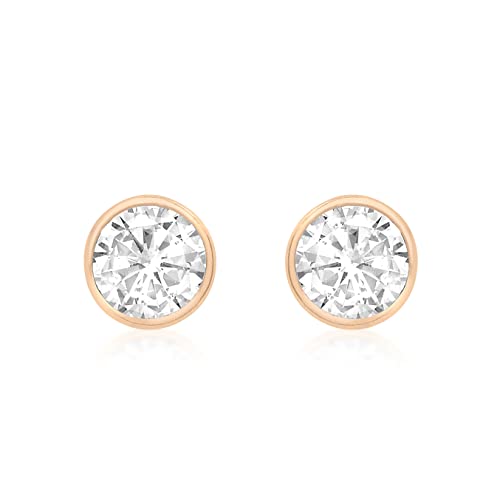 Boucles d'oreilles en or rose 9 ct de style joaillerie fine rubover