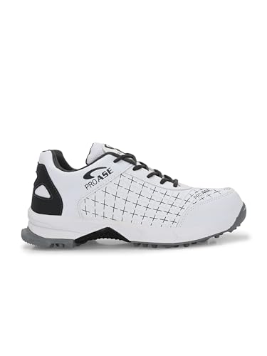 Image of Pro ASE Lightweight Cricket Shoes - Durable & Comfortable | Ideal for Turf, Ground & Hard Surfaces | Allrounder Design with Studs & Superior Grip | White, Blue, Grey, Orange