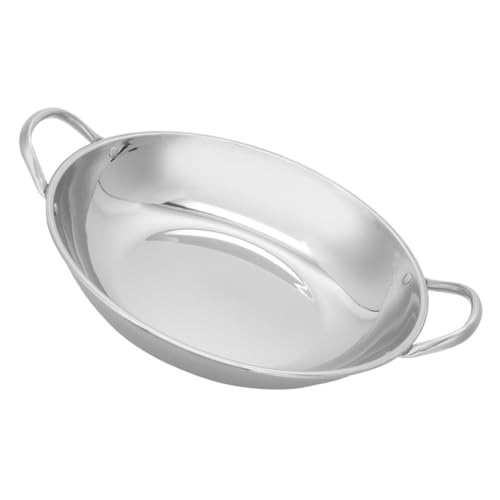 Holibanna Wok Inoxidable De Doble Mango De Sartén Adherente Para Verduras y Otras Recetas Casa Accesorio Para Encimera