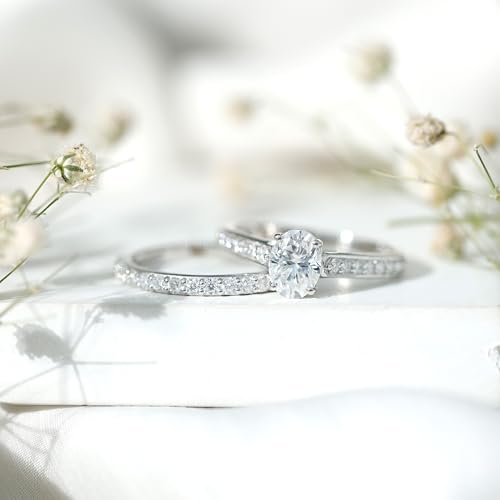 6X8 MM Oval Moissanite Solitaire Ring Set for Women, 3 Cttw, D-VS1 Quality3