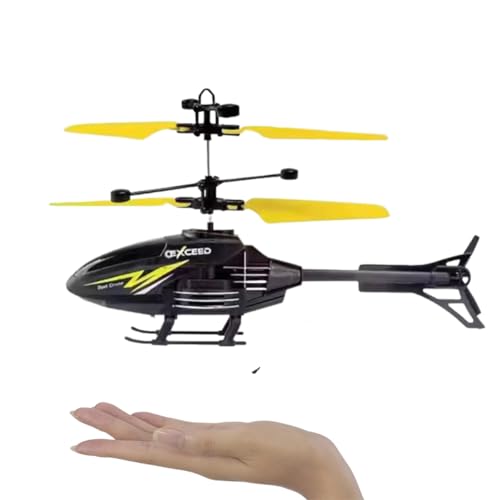 Toy Flying Helicoptrr,Remote Control Helicopterr for 6 + Years Boys Indoor and Outdoor Helicopter, Palm Sensing Helicopter with led Lights (Pack of 1) (YELLOWBLK)