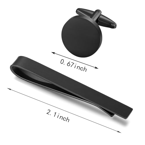 Image of GWD Cufflinks and Tie Clip Set Personalized Cuff Links Business Wedding