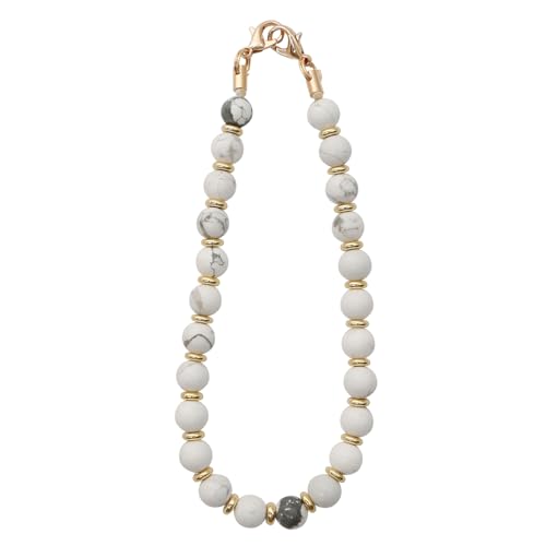Image of TENOC Marble Beaded Phone Wrist Strap, Marble White | Cellphone Lanyard Chain, Sparkling Wristlet Bracelet, For Women