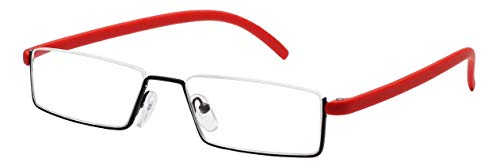 Image of REAVEE Half Frame Reading Glasses Women Thin Lightweight Spring Hinge Half Rimless Reader Glasses with Portable Cases