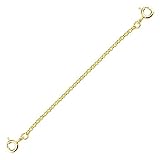 Dhravida 3 Inches 14 K Gold Plated 1mm Very Thin Bracelet Necklace Extender Safety Chain Tone Over 925 Sterling Silver
