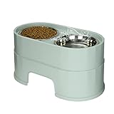 RIZZARI Raised Dog Bowls,Stainless Steel Dog Food Dish and Water Bowls, Adjustable Double Bowl with...