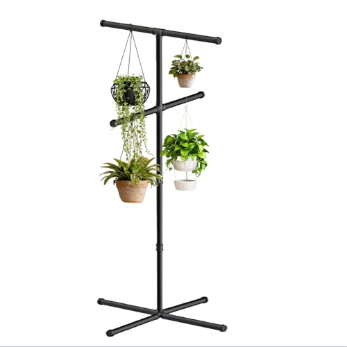 Sinsloto Hanging Plant Stand,Plant Hanger Indoor,Corner Plant Stand,Black Metal Hanging