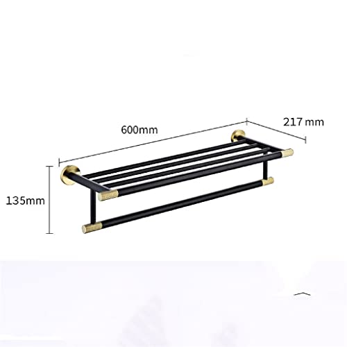 Toallero de baño negro y oro con estante de acero resistente a humedad 3