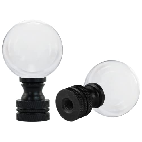 Image of Lamp Finials 2-Pack (Crystal Ball, Black Base, 1-7 /8 inch Tall), Secure Lampshade to Table /Floor Lamps, Decorative Solid Metal Replacement Finial Set, 1 /4-27 IPS Pipe Compatible, American Small Business