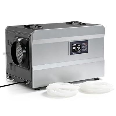 Fnova 145 Pints Commercial Dehumidifier with Pump & Drain Hose, Large Dehumidifier for 1600 Sq. Ft Basements, Crawl Spaces, Industrial & Whole House, Auto Defrost, Washable Filter