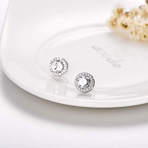 Aoboco Sterling Silver Halo Earrings Stud Earrings For Women, Gorgeous Crystals From Austria, Birthday Jewelry Wedding Gifts For Daughter Mom Sister Niece Friends Girlfriend Wife Mom Grandma Fiancée #TOP2
