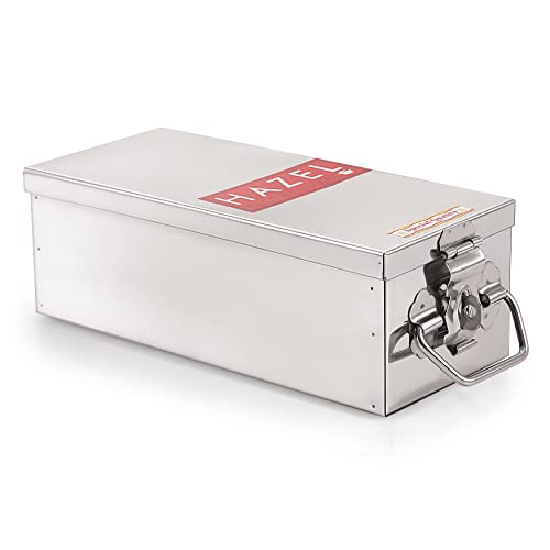 HAZEL Stainless Steel Jewellery Box Organisers for Women | Cash Box for Home & Shop Counter with Locking System & Glossy Finish (Jewellery Box, Large)