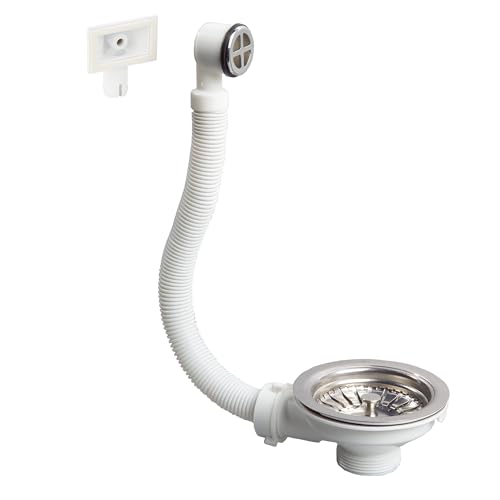 Wirquin 30723117 Piletta per lavello ø90 1 vasca, plastica e metallo, con troppopieno esterno, cromato