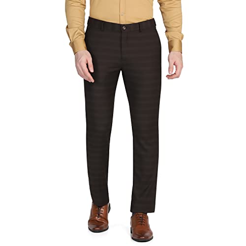 Image of blackberrys Printed Polyester Viscose Slim Fit Mens Work Wear Trousers