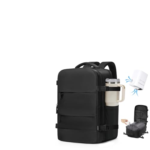 VGCUB Vacuum Backpack Travel with Pump Compression Carry On Bag Space Saver Mochila de Viaje Compresin al Vaco Airline Approved Personal Item Vacuum System 18x14x8 Airport Vacpack Daypack Men Women