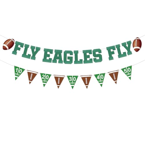 Pre-strung Fly Eagles Fly Banner Eagles Party Decorations Football Game Day Decor Football Birthday Party Decorations Bowl Game Themed Glitter Banner