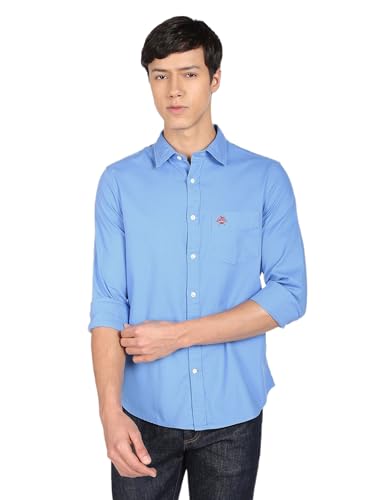 Image of U.S. Polo ASSN. Men's Solid Spread Collar Premium Cotton Dobby Tailored Fit Shirt