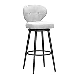 Modernes 3er-Set drehbare Barhocker aus Samt, Küchenhocker in Tresenhöhe mit niedriger Rückenlehne und schwarzen Metallbeinen für den Frühstücksbereich in der Küche, Weiß, 65 cm