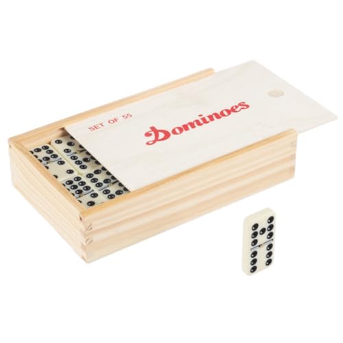 Set de dominó con caja de madera y 55 fichas