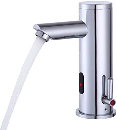 HHOOMMEE Single Lever Bathroom Touchless Faucet Battery Power Vertical Automatic Motion Sensor Sink Cold and Hot Water Mixer Tap Chrome Finished…