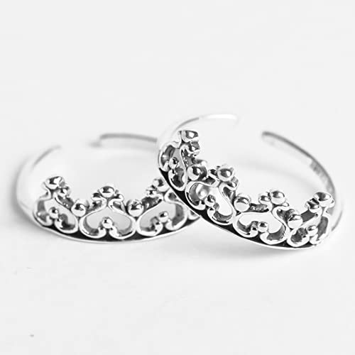 Image of Clara 925 Sterling Silver Size Adjustable Toe Rings Pair Gift for Women