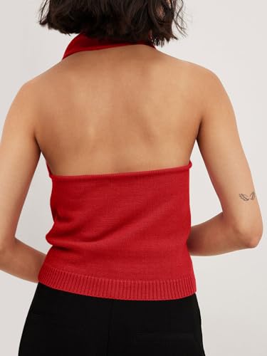 Image of Langwyqu Womens Turtleneck Sweater Vests Sleeveless Knit Halter Tank Tops Sexy Loose Cami Shirts