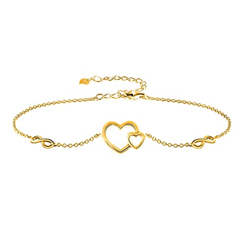 THEHORAE Bracelet en Or réglable de Symbole de Bijoux de Coeur d'amour sans Fin pour Le Cadeau de fête des mères des Femmes Cover