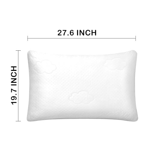 Cooling Memory Foam Pillows Deep Sleep Bed Pillow & Washable Cover Cooling Pillow for Neck Pillow for Shoulder & Back & Side Rectangular White-Cooling++ (Queen+Extra Fill) Pack of 2