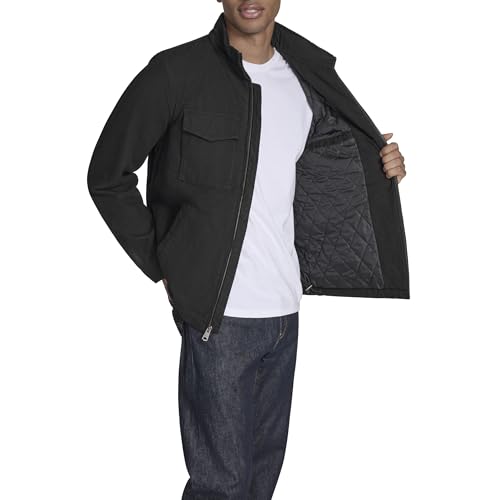 Levi's Men's Stand Collar Cotton Military Jacket with Hidden Hood, Black, XX-Large - image 5