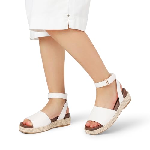 Image of DREAM PAIRS Girls Platform Wedge Open Toe Espadrille Sandals with Buckle Ankle Strap for Little Kid /Big Kid