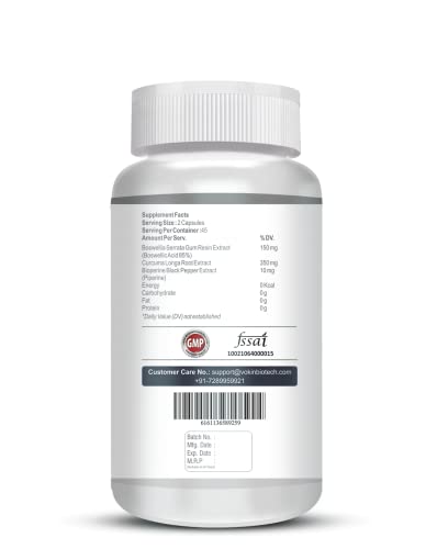 Image of Vokin Biotech Boswellia Serrata and Curcumin with Bioperine - 90 Capsules (Pack of 1)