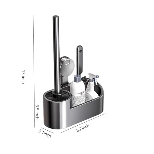 Image of 2 in 1 Toilet Brush and Holder Set,Hidden for Toilet Brush Set with 1 Crevice Cleaning Brush,Suction Cups Cleaning Caddy for Storage and Organization,Bathroom Cleaning Tools (2 Pack)