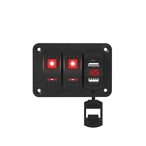 Panneau d'interrupteur marin étanche en aluminium pré-câblé avec lumière LED bleue intense