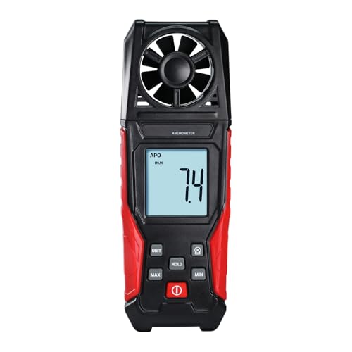 Anemómetro Digital Medidor de la Velocidad del Viento (0.3 30 m/s) Medición de la Velocidad del Aire y Temperatura m/s | km/h | ft/m | Mile/h | Nudos con Pantalla Retroiluminada, Funciones Max/Min